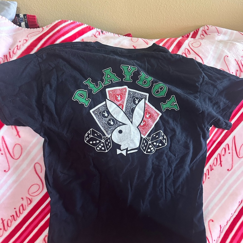 Vintage PLAYBOY Black Tee with White Bunny and Green Logo